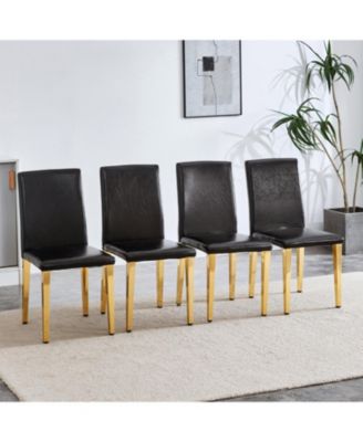 Black PU Leather Chairs with Gold Legs (Set of 4)