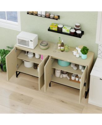 Modern Carved Sideboard Cabinet with Adjustable Shelf