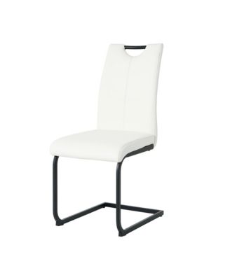 Streamdale Modern White PU Dining Chair with Black Metal Legs (Set of 4
