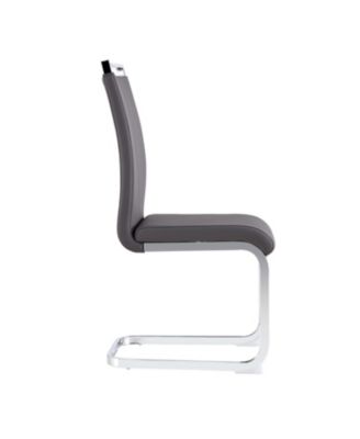 Modern Grey PU Leather Dining Chairs (Set of 2)