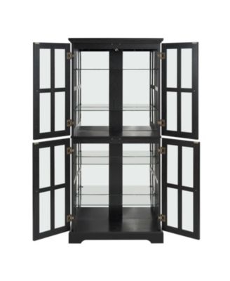 Antique Curio Cabinet with Glass Doors & E26 Bulb