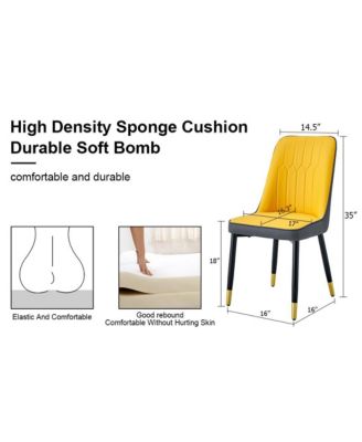 Streamdale Dual Tone PU Leather Dining Chair, Black Metal Legs, Set of 4