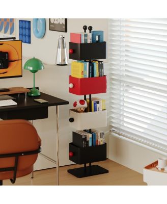  Black & Red Bookshelf/Side Table/Magazine Rack