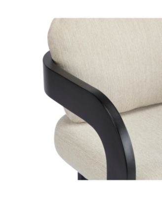 Streamdale 2-Pack Dining Chairs with Pillow Back, Beige Fabric, Black Solid Wood Frame