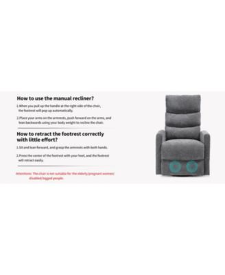 Heat Massage Rocker Swivel Recliner Chair - GREY