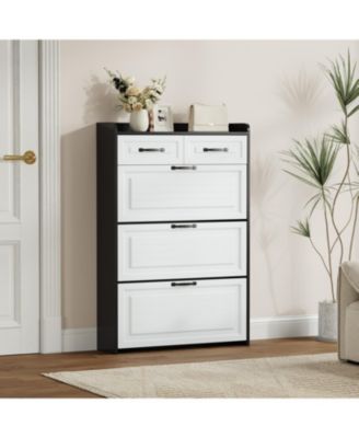 3-Door Shoe Cabinet with Drawers