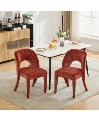 Rose Chenille Dining Chairs, Hollow Back, Set of 2