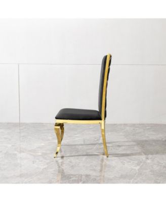  Black Velvet Dining Chair with Unique Backrest (Set of 2)