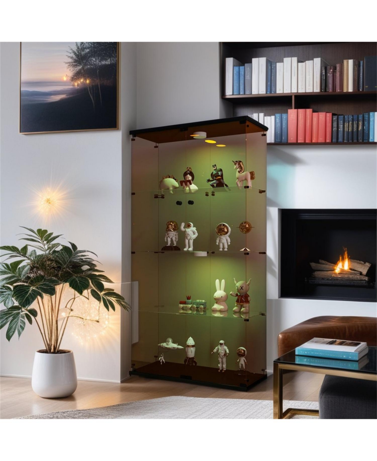 Streamdale Furniture Lighted Glass Cabinet Display with Shelves