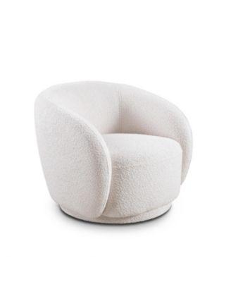Swivel Accent Chair, Boucle Fabric Upholstered Barrel Chair, Single Sofa Single Armchair for Living Room