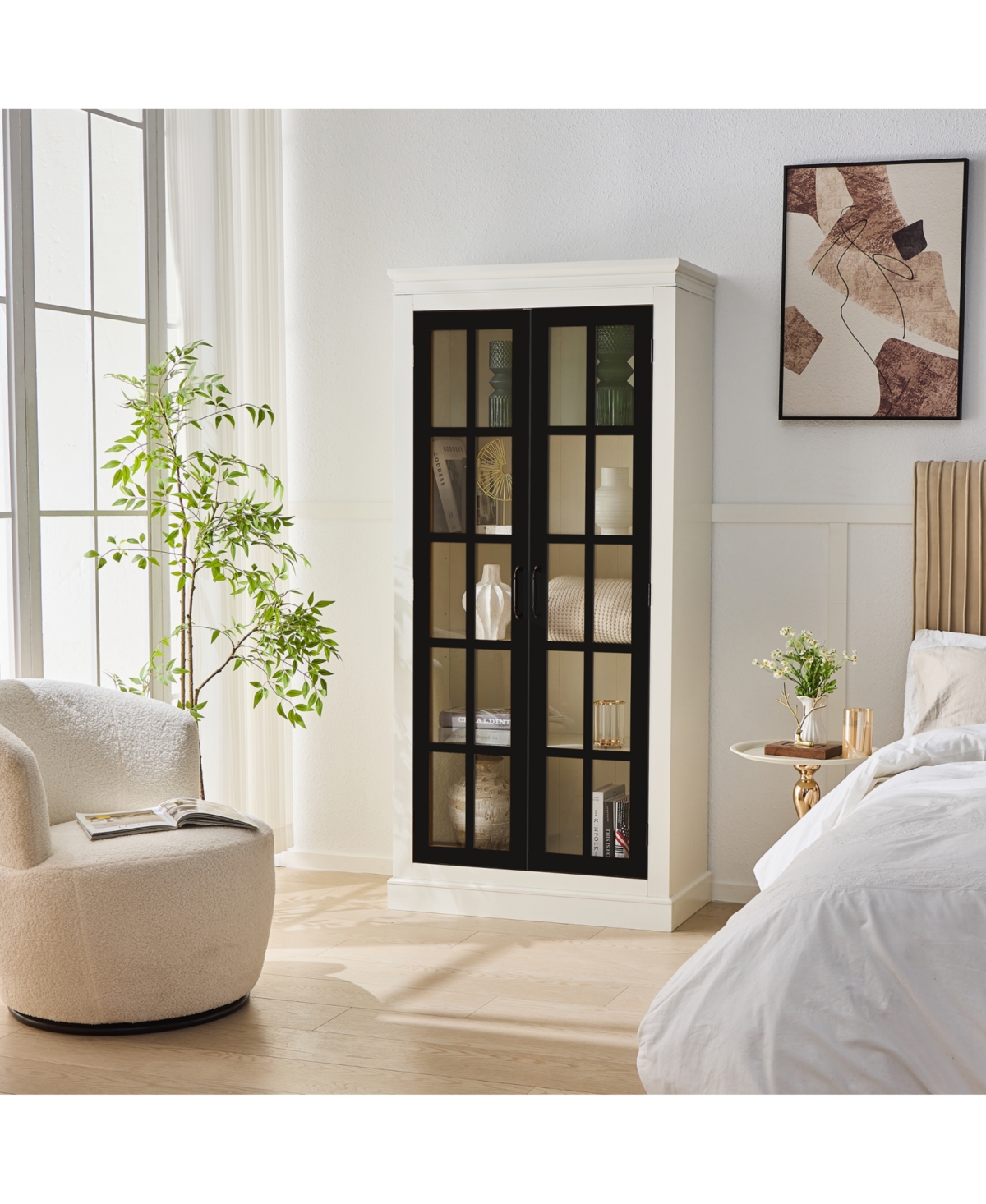 Streamdale Furniture Rustic Glass Door Display Cabinet