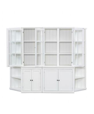 White Retro Wall Display Cabinet with Bookshelves