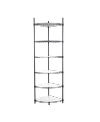 6-Tier Corner Wire Shelf Rack - Black