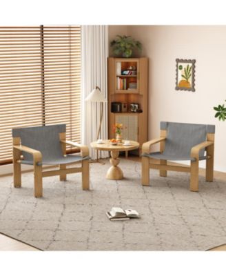 Oak Accent Lounge Chair - Dark Grey