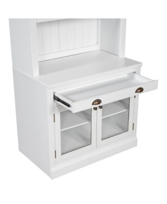 Streamdale Modern Bookcase with Glass Doors & Drawer, 83.4" Tall, White