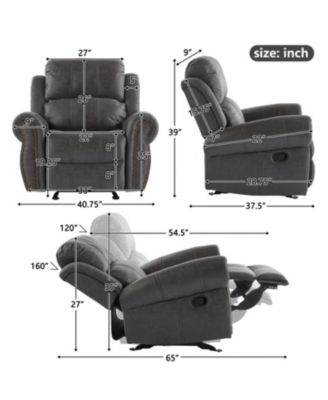 40.75" Wide Suede Manual Glider Standard Recliner, Slate