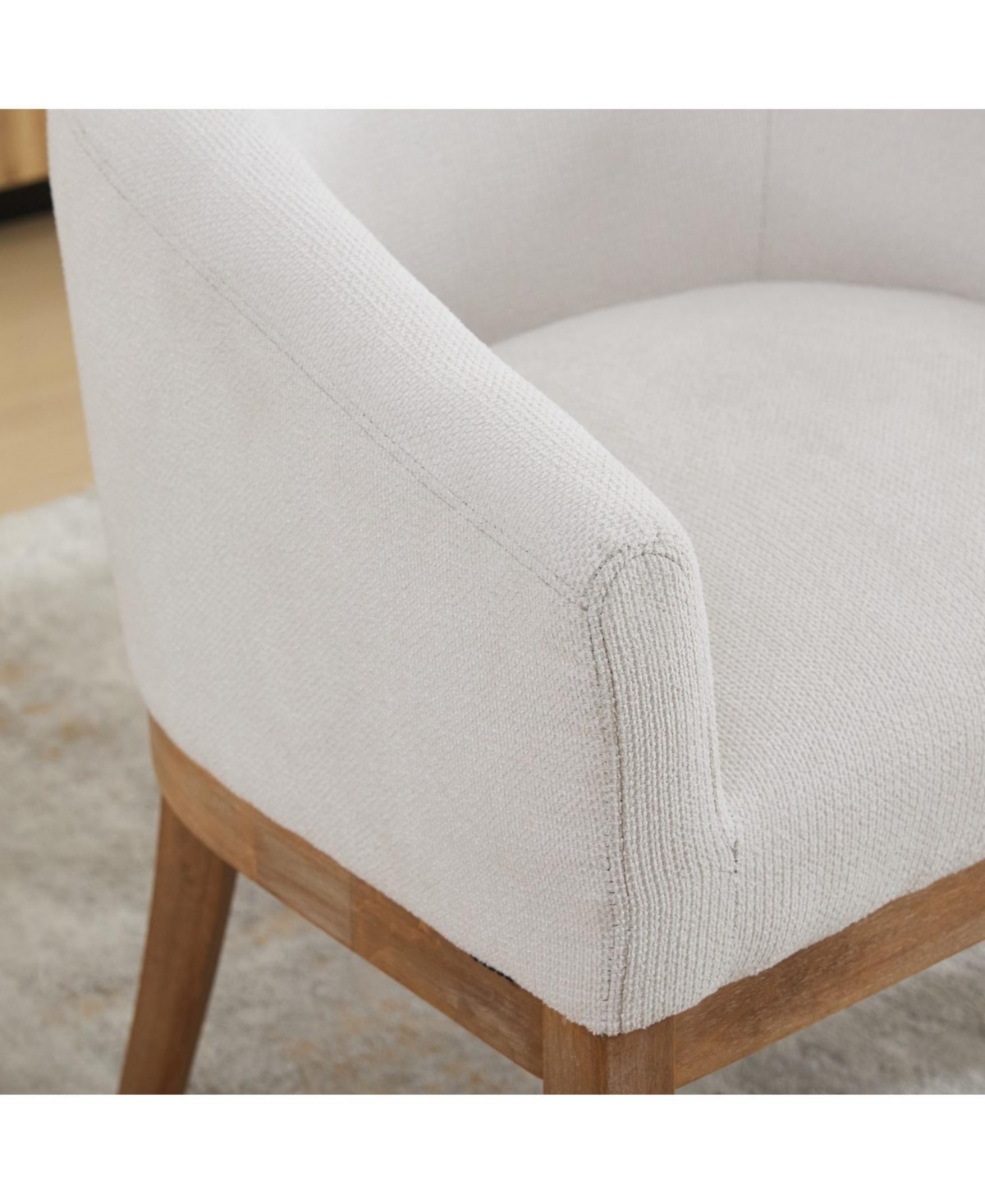 Streamdale Furniture Mid Century Modern Beige Barrel Dining Chair with Arms