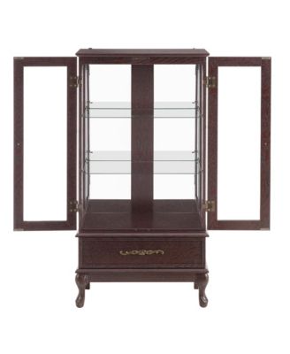 Lighted Glass Curio Cabinet with Adjustable Shelves