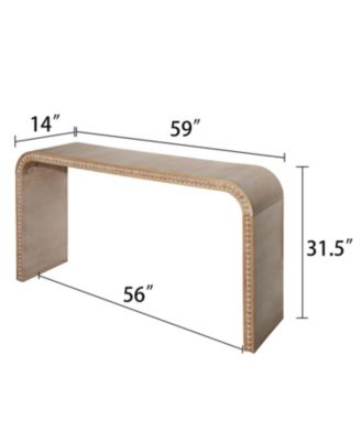 59in Natural Wood Console Table with Wood Beads