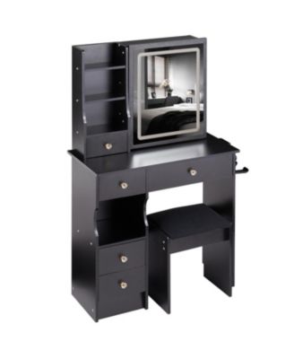 Vanity Table with Charging Station & LED Mirror