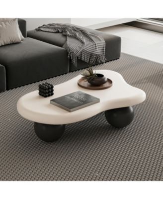  40 Inch Cloud Shaped Coffee Table with 3 Ball Legs for Living Room