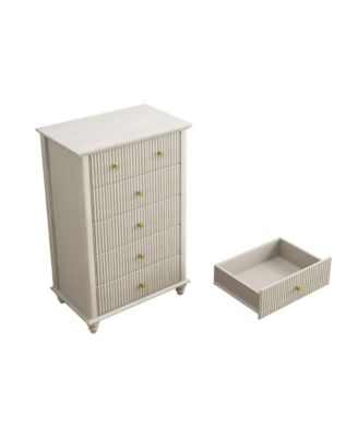 Fluted 5 Drawer Dresser - Beige