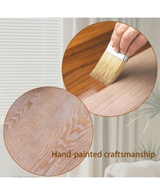 Rustic Carved Wood Coffee Table - Ornate Panels, Natural Finish