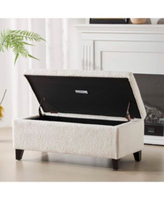 Streamdale White Boucle Storage Ottoman
