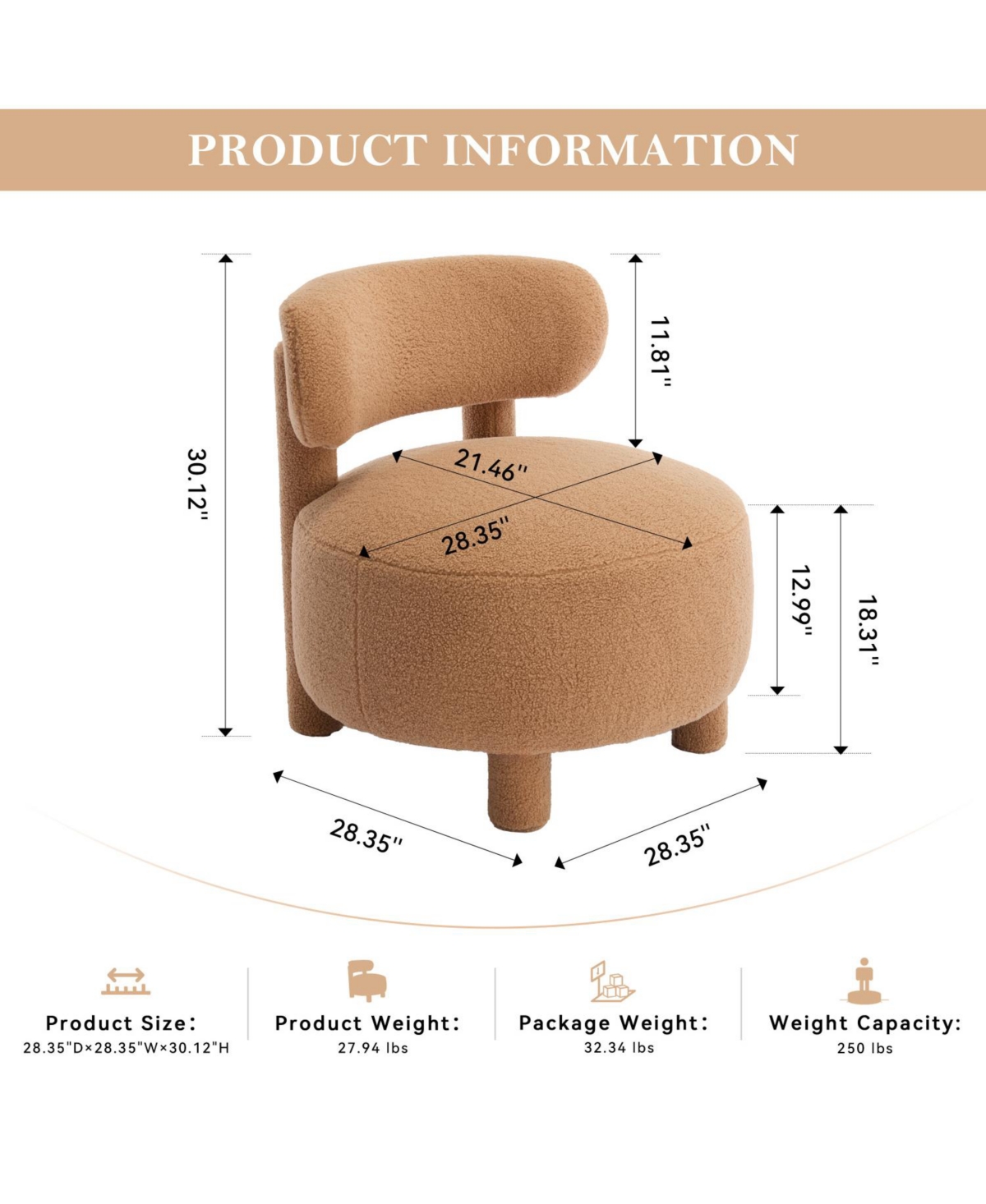 Streamdale Furniture Teddy Fabric Armless Accent Chair