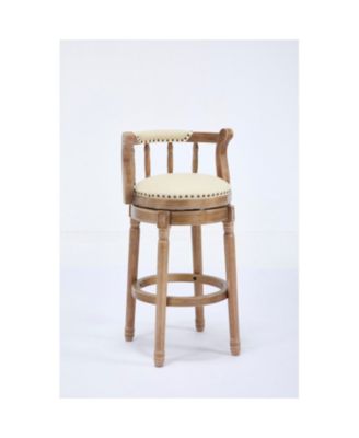 + 26" Seat Height (1pc) + Leather + Wooden + Bar Stool