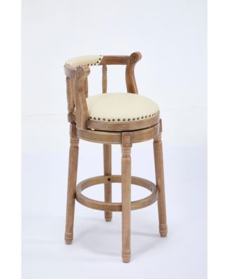 + 26" Seat Height (1pc) + Leather + Wooden + Bar Stool