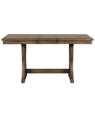 Streamdale Mid-Century Extendable Dining Set, Solid Wood, 6 Seats, Golden Brown