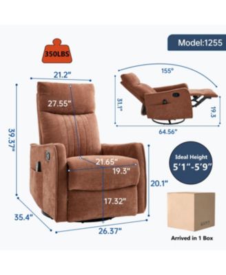 Orange Heat Massage Rocker Swivel Recliner