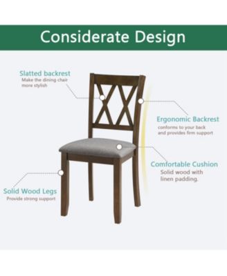  Walnut Wood Dining Chairs Set of 4, Padded Seat