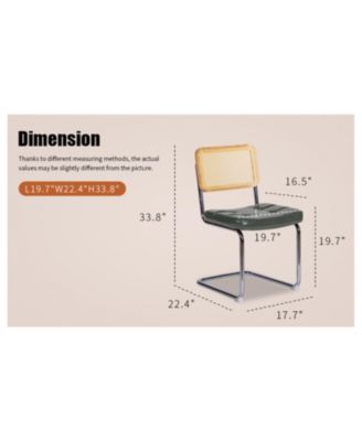 Faux Leather Rattan Dining Chairs, Chrome Legs, Green, Set of 2