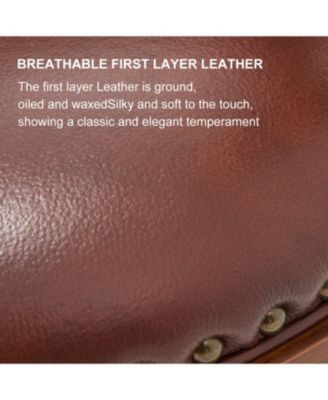 Leather Swivel Bar Stool, 26.5", Brown