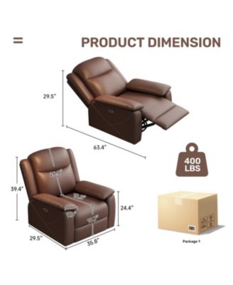  Rocker Recliner with USB, 360 Swivel, Oversized, Overstuffed - Brown