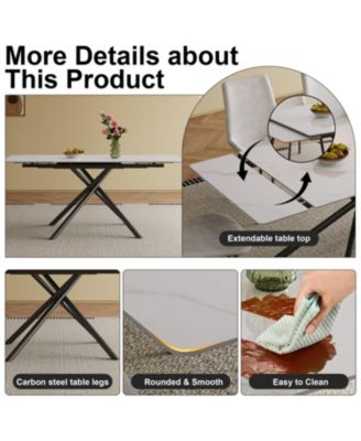 Streamdale Retractable Sintered Stone Dining Table Set (Table + 8 Chairs