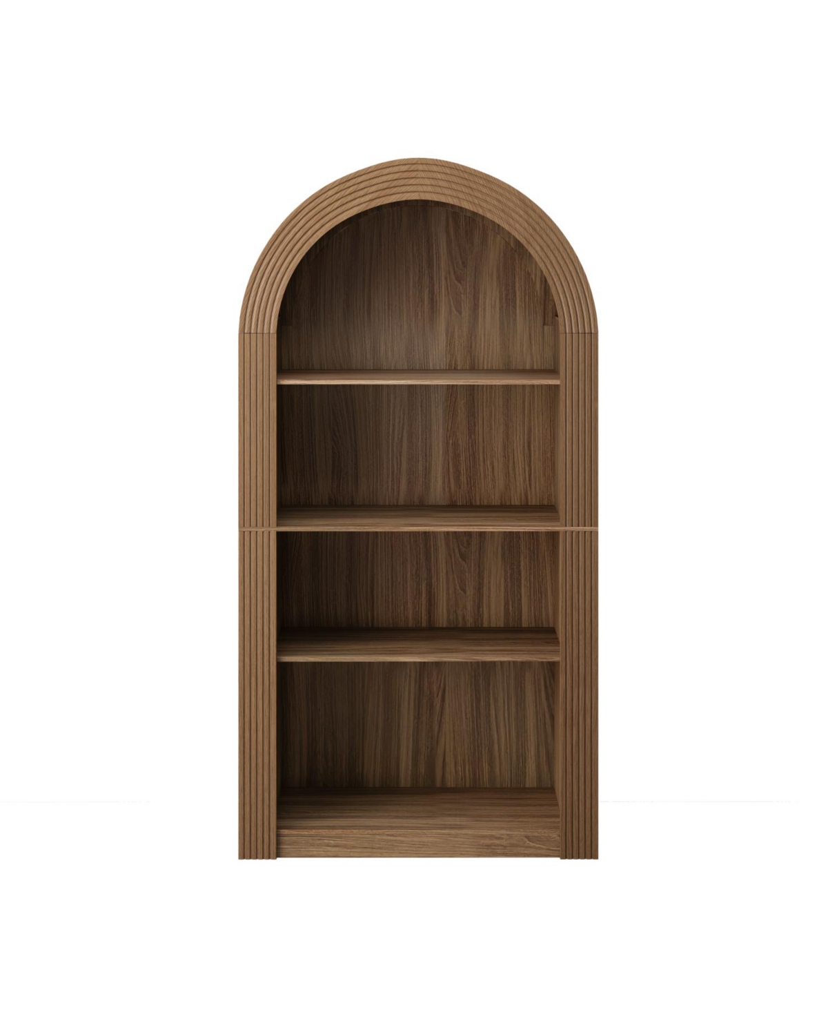 Streamdale Furniture 78" Arched Bookcase - Mid Century Modern 4-Tier Display Shelf (Brown)