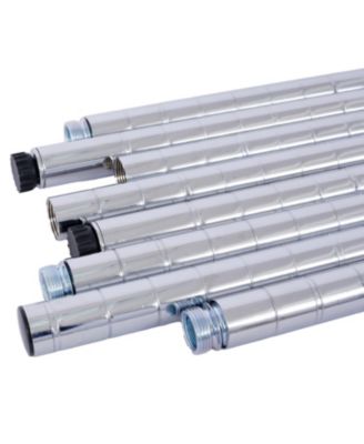 6 Tier 6000lbs NSF Metal Wire Shelf Unit w/Wheels & Liners Chrome