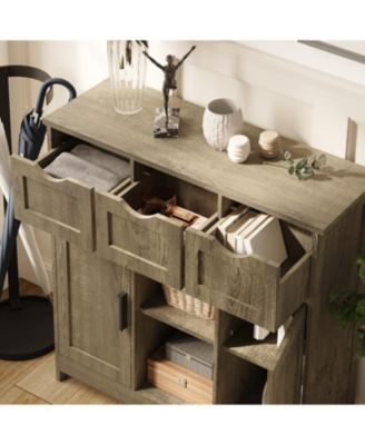  Wooden Storage Cabinet with Drawers and Shelves (Black)