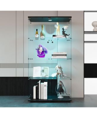 LED Glass Display Cabinet with 4 Shelves, 64.7"x31.7"x14.3")