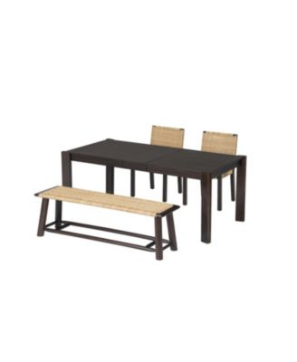Farmhouse Extendable Dining Set - Walnut & Champagne