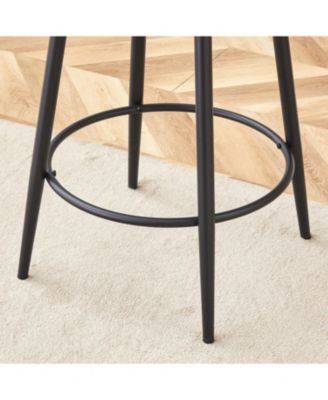 Ergonomic High Leg Bar Chairs - Brown Fabric Cushions Black Metal Legs