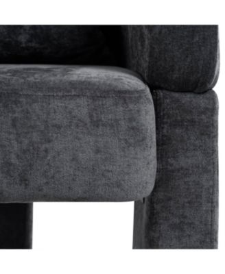 Chenille Accent Chair with Pillow - Gray