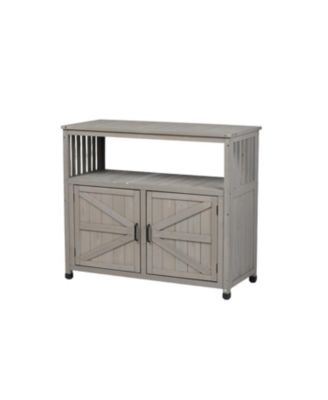 Wooden Patio Bar Table Set with Storage