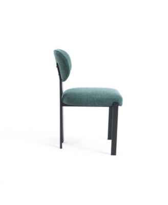 Boucle Dining Chairs Set of 2 Black Metal Legs