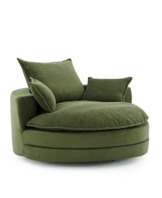 360 Swivel Barrel Chair with Pillows - Green