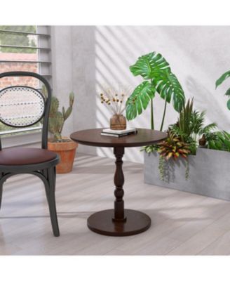 23" Walnut Brown Round Accent Table