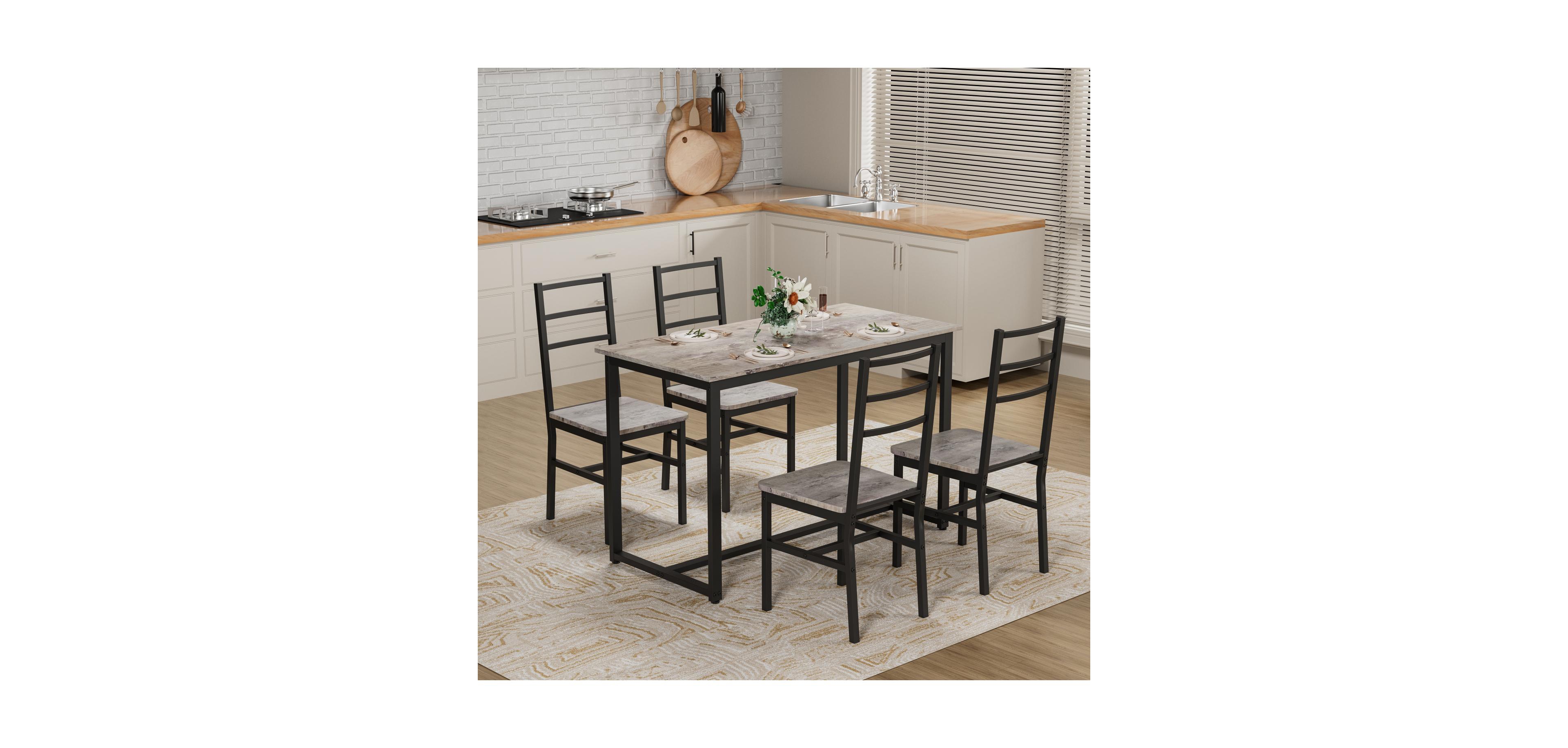 Streamdale Farmhouse Dining Table Set with 4 Chairs